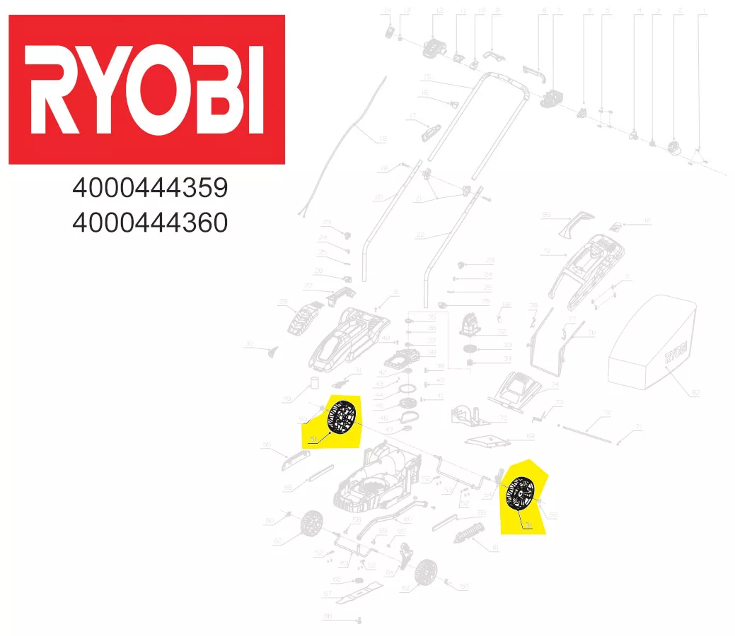 roue arrière réf. 5131037046 Ryobi